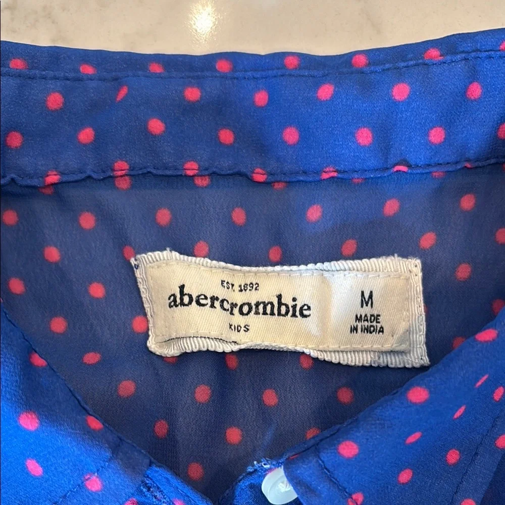 Abercrombie Kids Blue Button Down Shirt with Red Accents